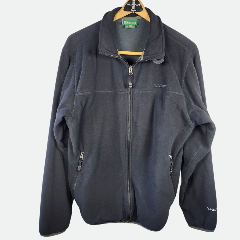 LL Bean Jacket Mens SMALL Black Polartec Fleece Full Zip‎ Outdoors Hiking Warm